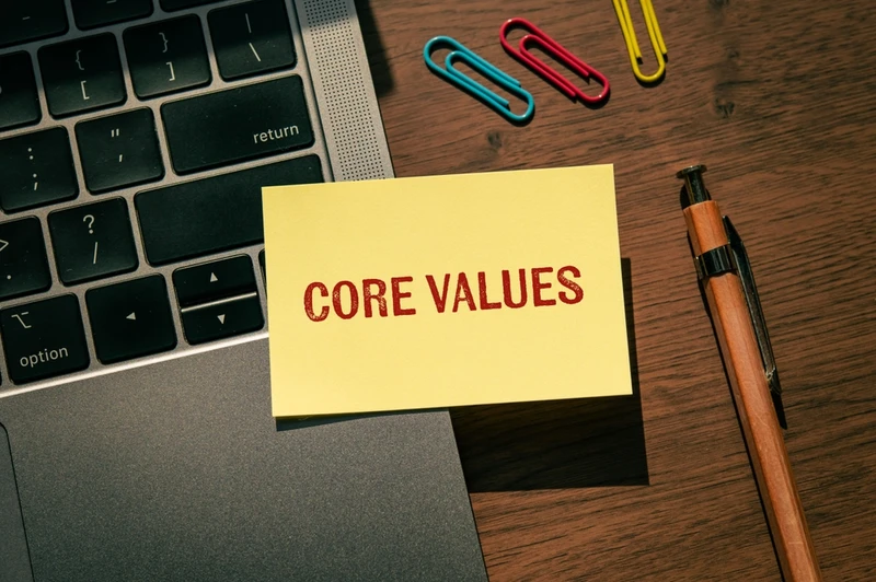 "Core Values" written on note
