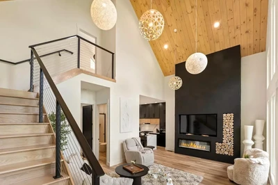 living room in cabin